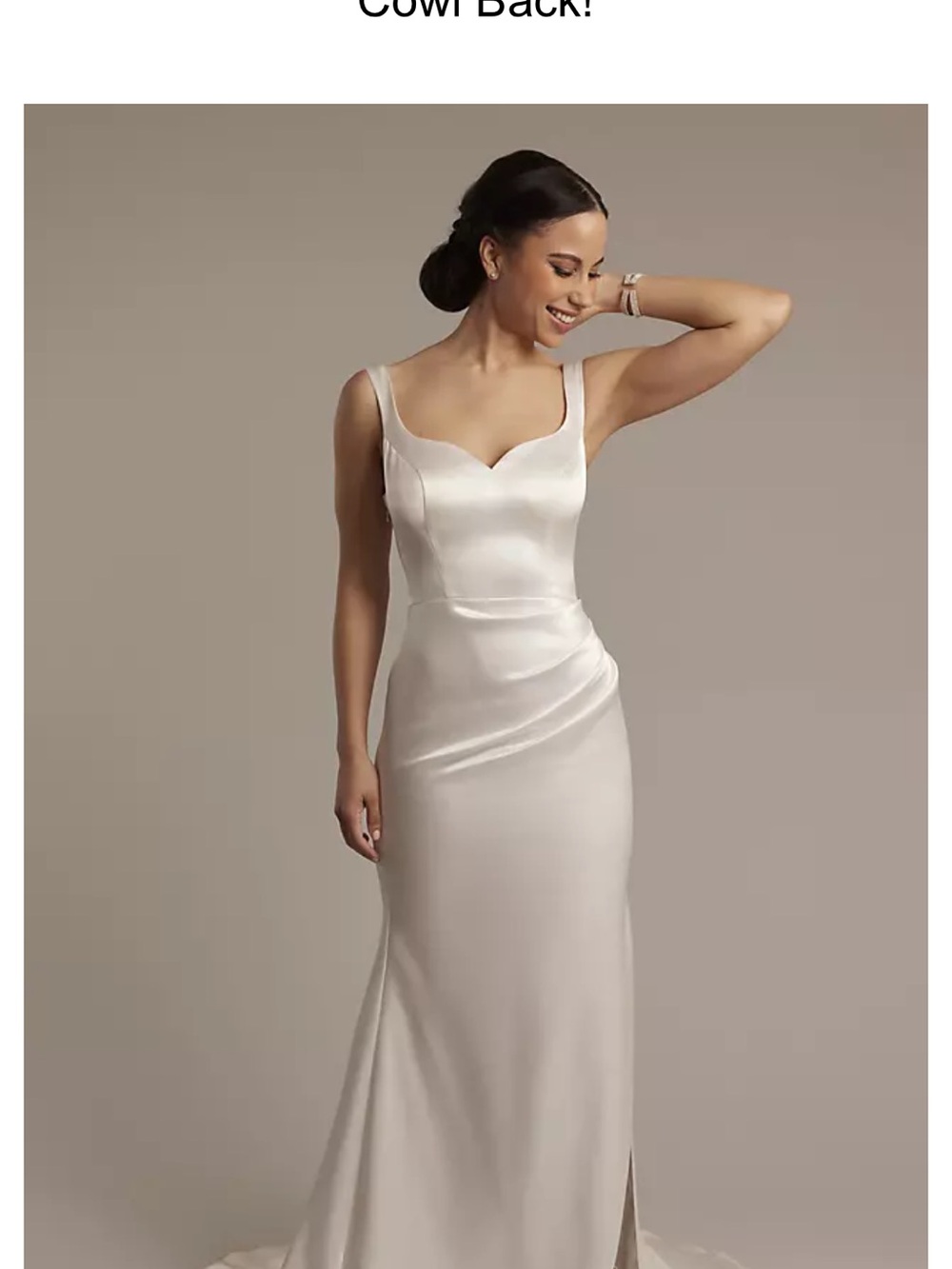 David's Bridal Ivory Satin Backless Slip Gown